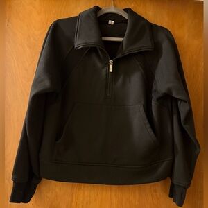 Black Half-Zip Pullover Sweatshirt